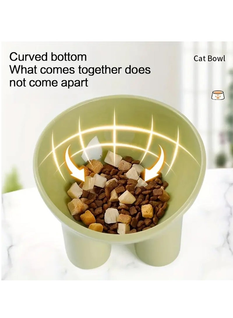 وعاء مرتفع للقطط مع حامل - طبق تغذية بلاستيكي مضاد للطرف مناسب للرقبة للقطط وساق الفيل والفم المائل وإطعام المياه - Image 5