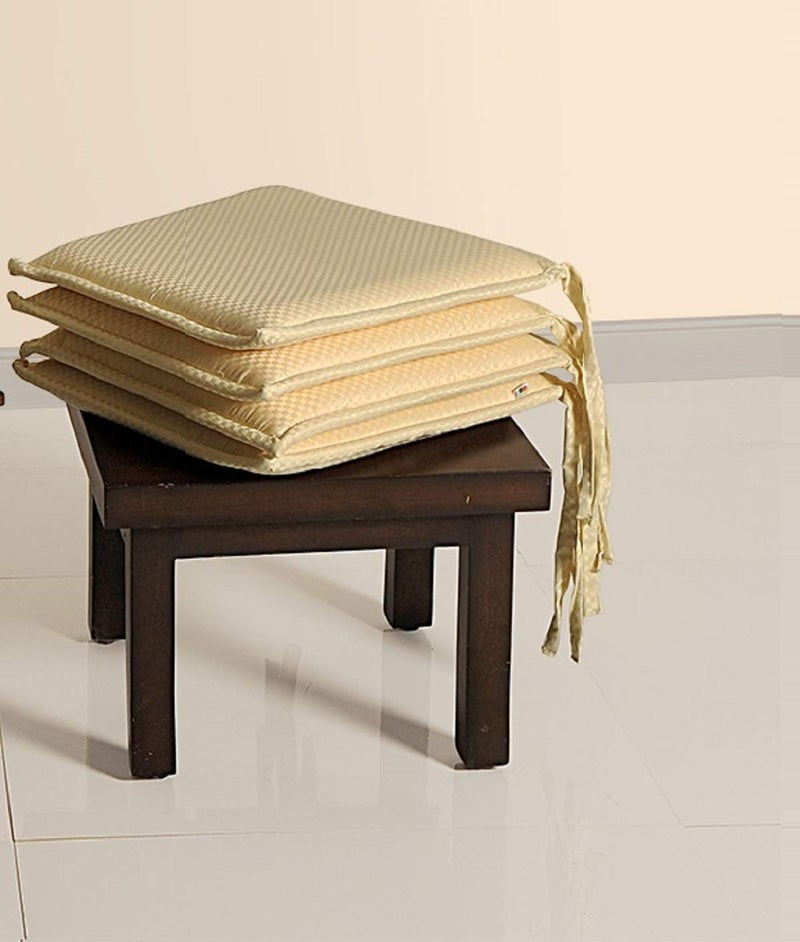 Swayam Swayam Pure Cotton Reversible Chair Set Pads with Loops 16X16 Machine Washable Chair Pad Set of 1 Indoor Square Cushion Seat Or Chair Pads  - Image 2