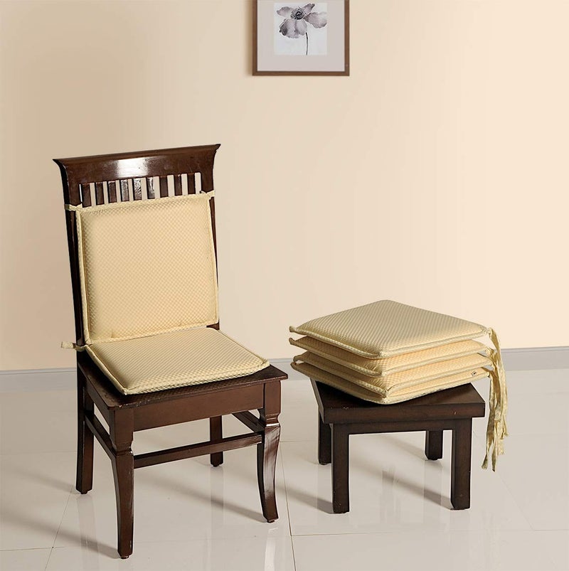 Swayam Swayam Pure Cotton Reversible Chair Set Pads with Loops 16X16 Machine Washable Chair Pad Set of 1 Indoor Square Cushion Seat Or Chair Pads  - Image 5