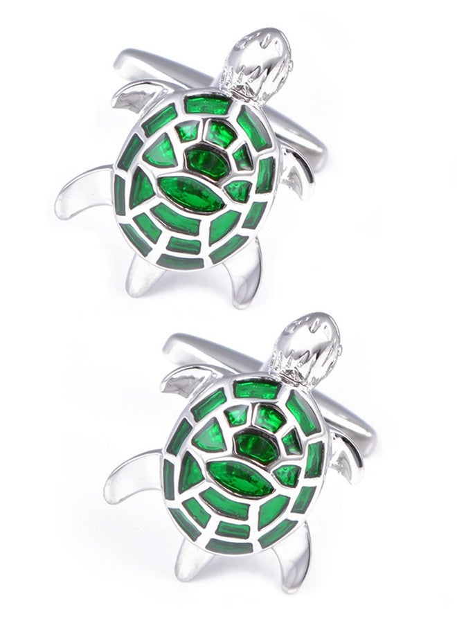 Jonwo Green Turtle Men'S Cufflinks For Wedding Daily French Cuff Tuxedo Shirt In Gift Box Brass Metal Shirt Buttons Cufflinks Jewelry Anniversary - Image 1