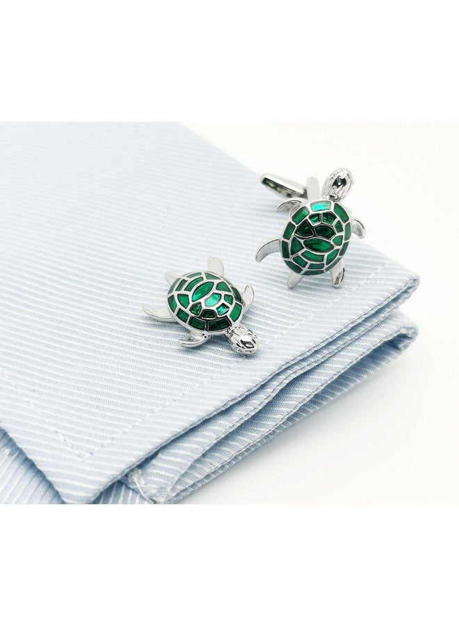Jonwo Green Turtle Men'S Cufflinks For Wedding Daily French Cuff Tuxedo Shirt In Gift Box Brass Metal Shirt Buttons Cufflinks Jewelry Anniversary - Image 2