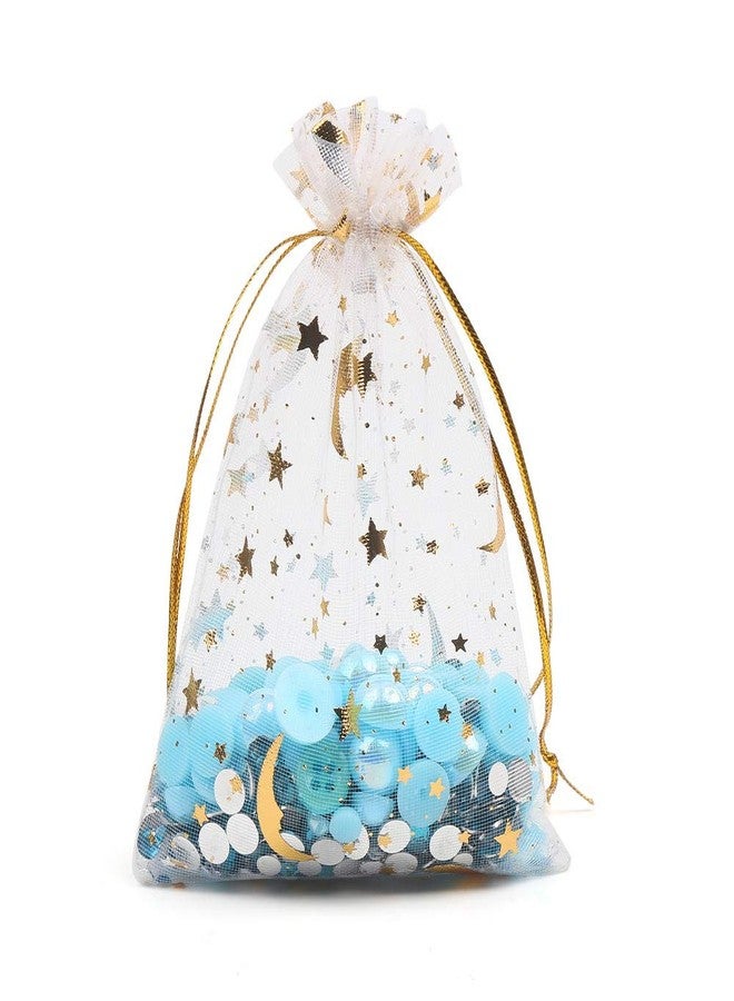 LOAVER 3.5x4.7 Inches Heart Printed Orchid Organza Bags Candy Gift Bags-100Pieces (Stars and Moon White Bag) - Image 3