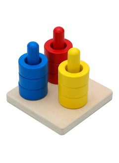 Elite Montessori Elite Montessori 3 Wooden Colored Discs on Colored Dowels for 6+ Months, 1 Year Old Baby, Brain Development and Eye Hand Coordination Activities  - Image 1