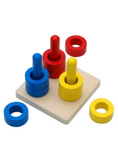 Elite Montessori Elite Montessori 3 Wooden Colored Discs on Colored Dowels for 6+ Months, 1 Year Old Baby, Brain Development and Eye Hand Coordination Activities  - Image 2