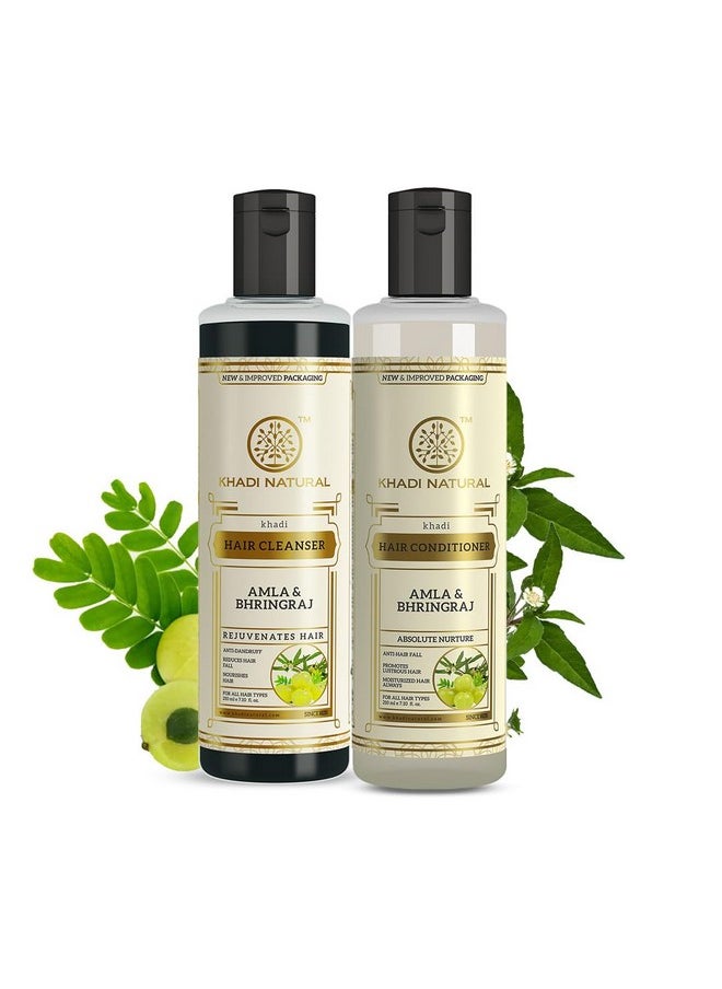 Khadi Natural Amla & Bhringraj Hair Cleanser & Conditioner Combo Pack| Control Dandruff & Hair Fall | Reducing Scalp Irritation| 210Ml Each  - Image 1