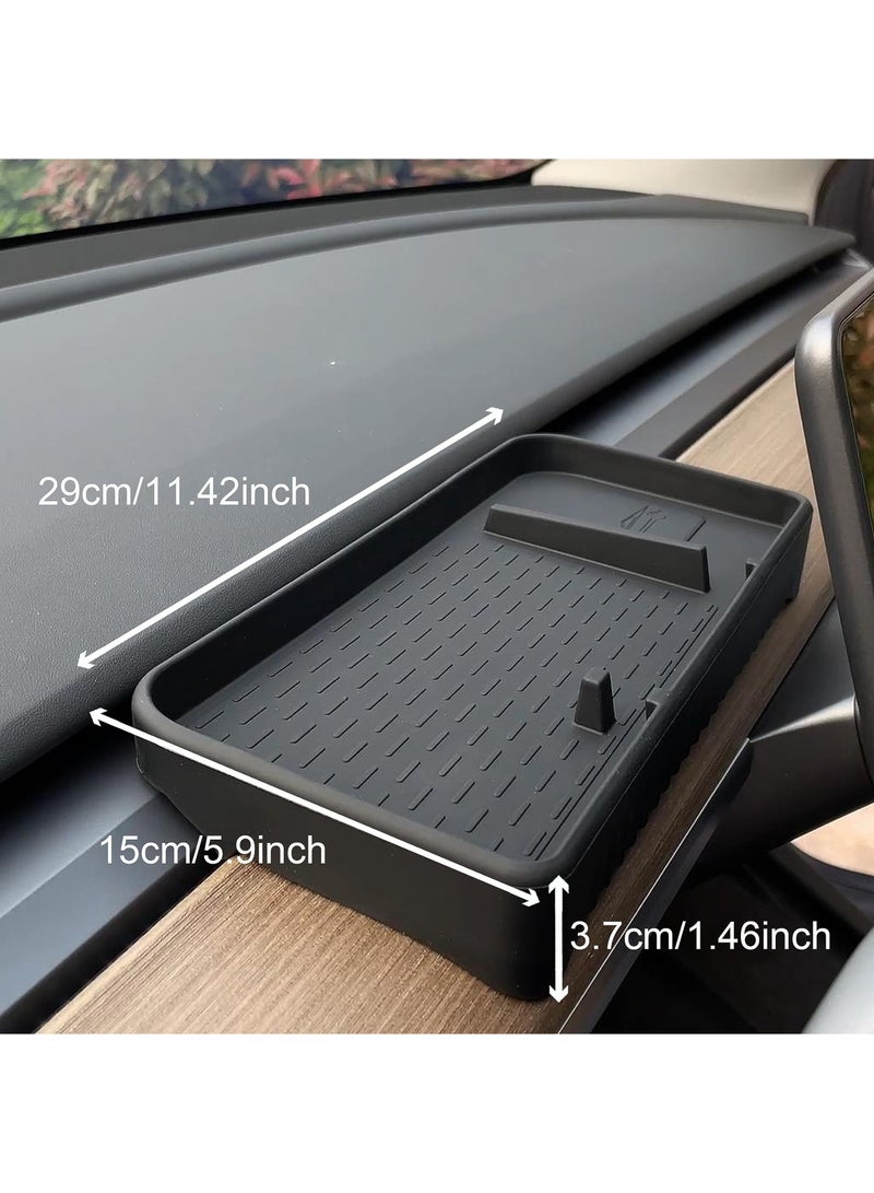 KASTWAVE Organizer Tray for Tesla Model 3/Y, 11.42 x 5.9 x 1.46 inch Center Console Dashboard Non-Slip Tissue Sunglasses Phone Holder Storage Box Car Interior Accessories(2017-2023) - Image 2