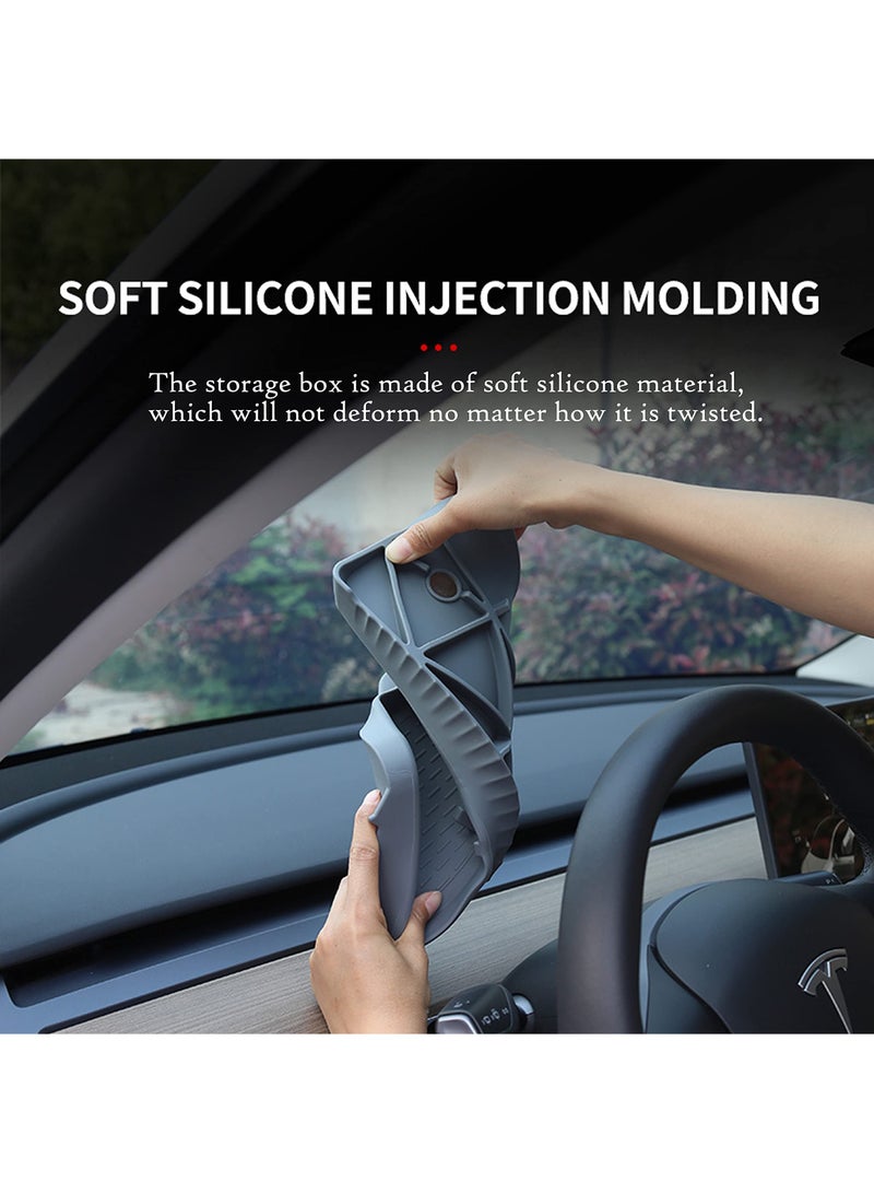 KASTWAVE Organizer Tray for Tesla Model 3/Y, 11.42 x 5.9 x 1.46 inch Center Console Dashboard Non-Slip Tissue Sunglasses Phone Holder Storage Box Car Interior Accessories(2017-2023) - Image 4