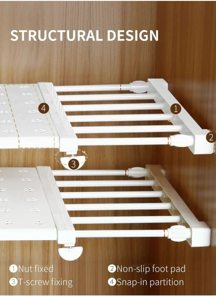 DARIYAH - Adjustable Telescopic Storage Rack Expandable Separator Shelf for Wardrobe, Cupboard, Bookcase Compartment Collecting  (Length Adjustable 42to65cm width 36cm) - Image 1
