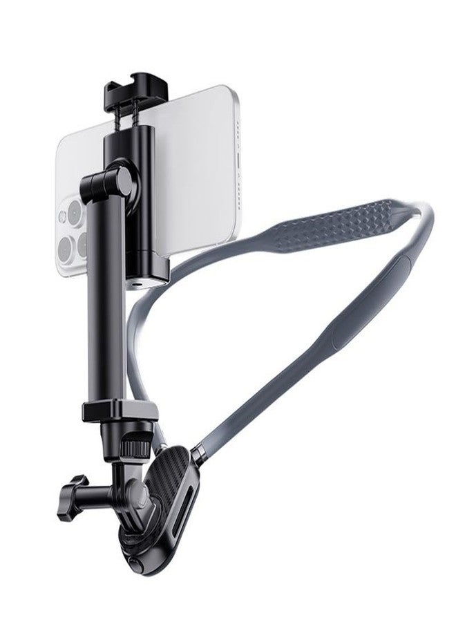 FKU Neck Phone Holder POV/Vlog Neck Mount with Phone Clip, Hands Free Selfie Mount Video Recording for iPhone 15 14 Pro and All Phones for Camera GoPro Insta360 - Image 1