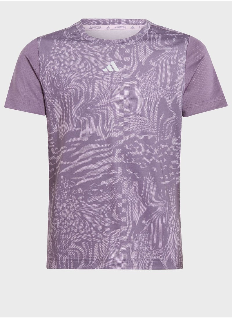 Adidas - Aeroready 3-Stripes Allover Print T-Shirt Kids - Image 1