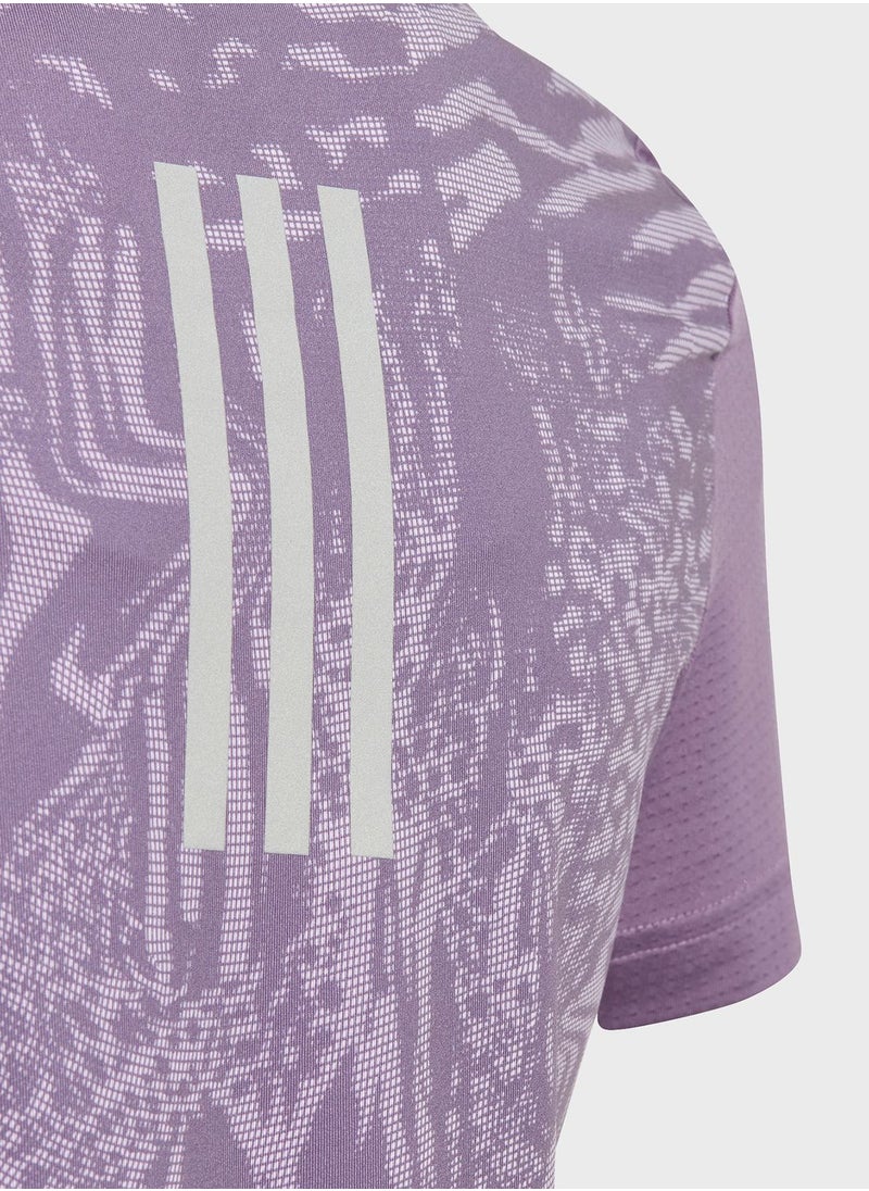 Adidas - Aeroready 3-Stripes Allover Print T-Shirt Kids - Image 1