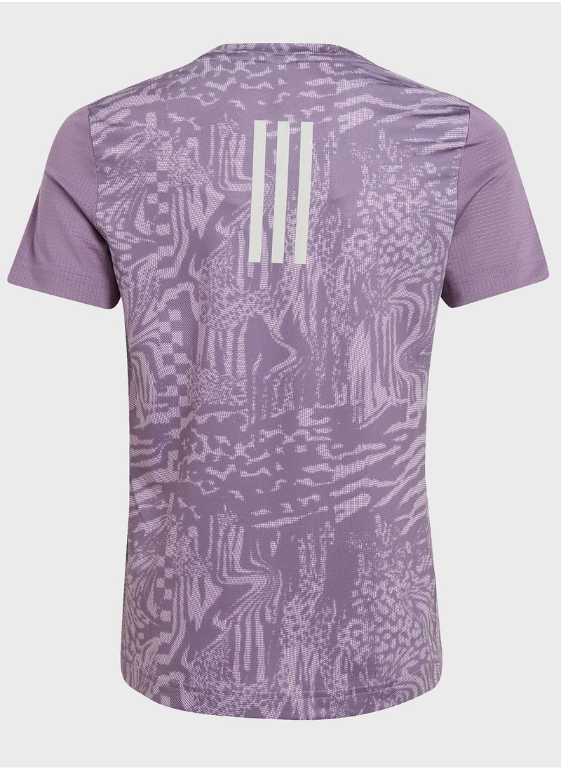 Adidas - Aeroready 3-Stripes Allover Print T-Shirt Kids - Image 1