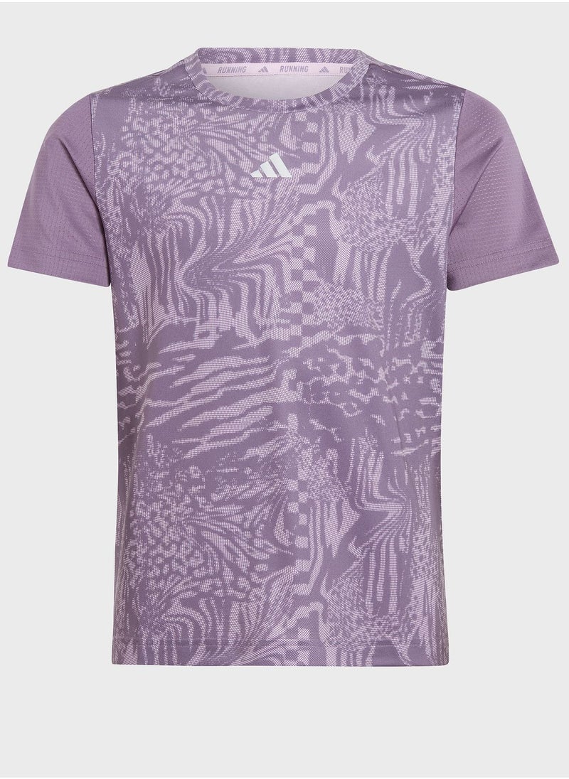 Adidas - Aeroready 3-Stripes Allover Print T-Shirt Kids - Image 1