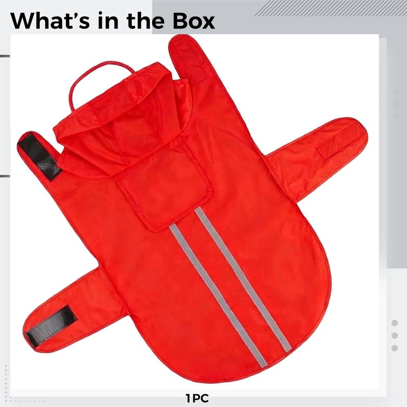 L Dog Raincoat, Reflective Portable Rain Poncho, Adjustable Hood, 15.8 in Back - Image 3