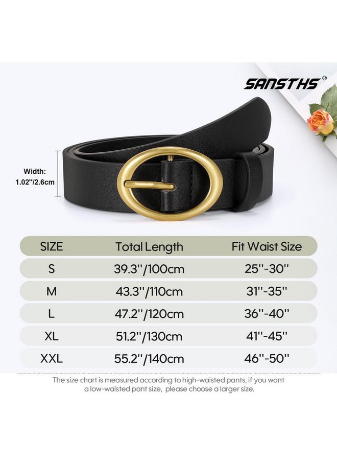 Sansths - 2 Pack Women Belts For Jeans Pants Dresses Fashion Waist Belt Gold Buckle For Womenblack Brown，M - Image 1