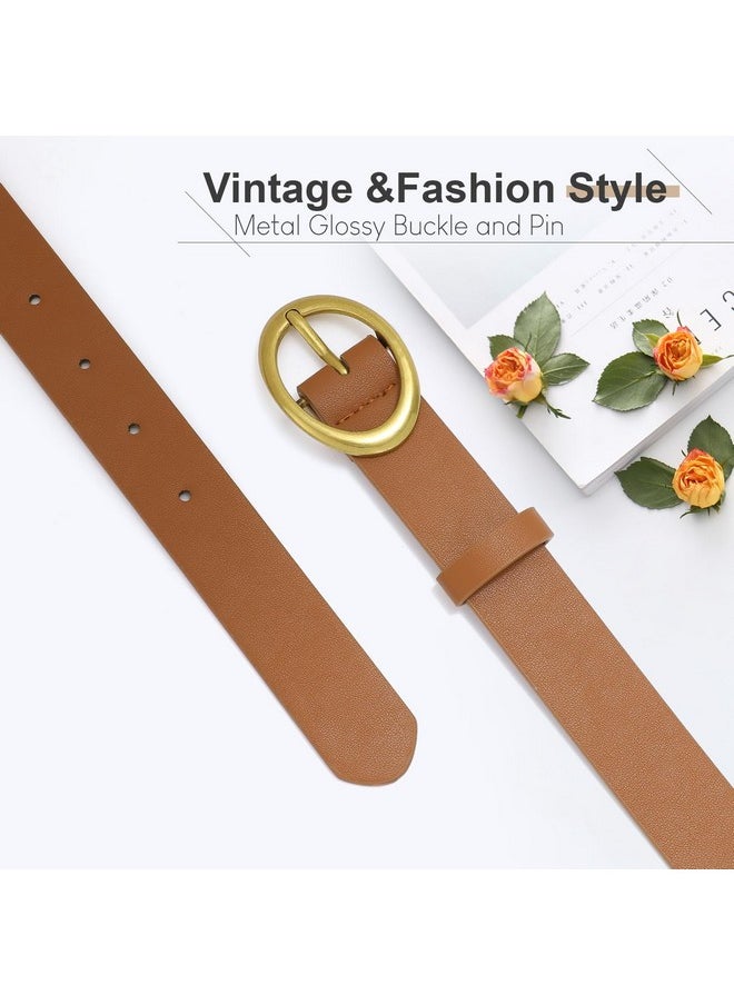 Sansths - 2 Pack Women Belts For Jeans Pants Dresses Fashion Waist Belt Gold Buckle For Womenblack Brown，M - Image 1