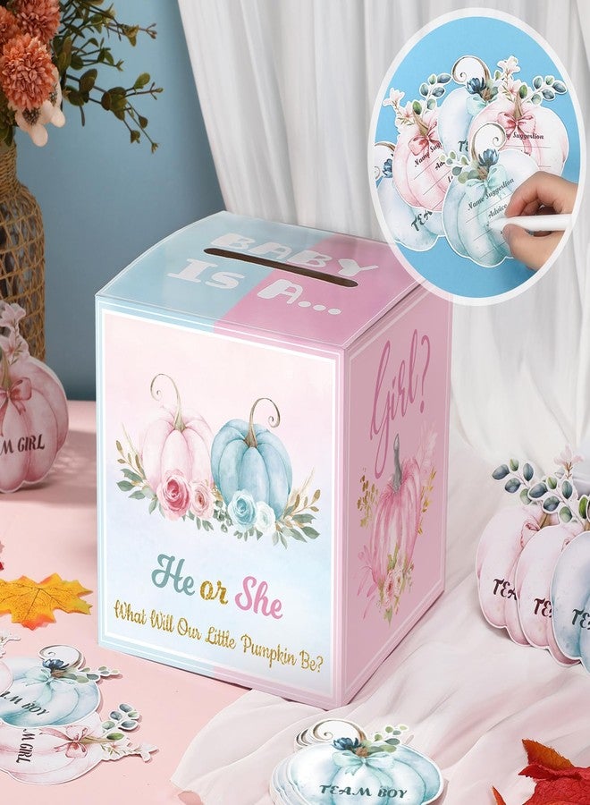 تيلينغ مجموعة تيلينج المكونة من 62 قطعة من زينة اليقطين لعيد الشكر للكشف عن جنس المولود، ولد أم بنت؟ لعبة سحب للكشف عن جنس المولود (فريق وردي/أزرق) - مستلزمات حفلات استقبال المولود في الخريف وعيد الشكر - Image 5