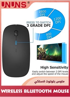 UNUNS Wireless Mouse,Bluetooth Mouse,Rechargeable Mice,2.4GHz Mouse With USB Mini Receiver And Mat,Mouse For Laptop PC Computer Notebook,Optical Tracking Mice,Silent Mouse,Black  - Image 3