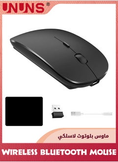 UNUNS Wireless Mouse,Bluetooth Mouse,Rechargeable Mice,2.4GHz Mouse With USB Mini Receiver And Mat,Mouse For Laptop PC Computer Notebook,Optical Tracking Mice,Silent Mouse,Black  - Image 1