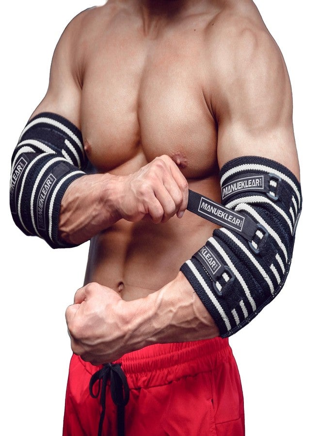 M MANUEKLEAR MANUEKLEAR Elbow Sleeves for Weightlifting, Adjustable Elbow Wraps for Weightlifting (XL(12.5"-14.5")) - Image 1