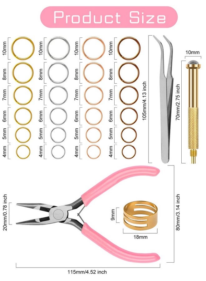 TOROKOM 1014 Pcs Nail Art Dangle Charms Piercing Tool Hand Drill Torokom 6 Sizes 4 Colors Open Jump Rings For Jewelry Making With Jump Ring Opener Nail Charms Nail Jewelry Rings With Pliers And Tweezers - Image 3