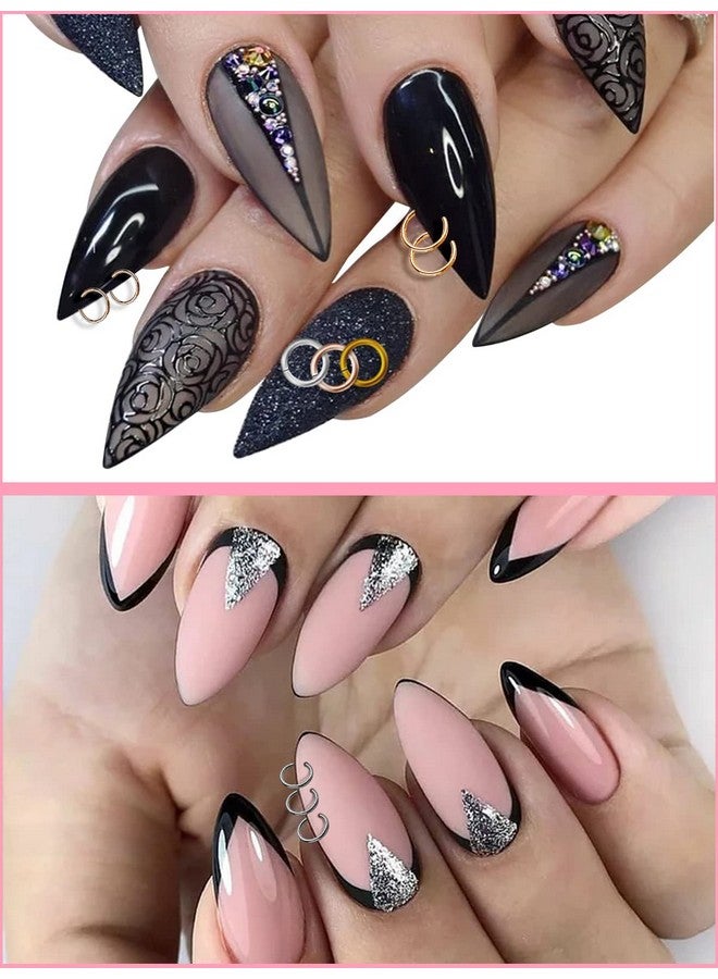 TOROKOM 1014 Pcs Nail Art Dangle Charms Piercing Tool Hand Drill Torokom 6 Sizes 4 Colors Open Jump Rings For Jewelry Making With Jump Ring Opener Nail Charms Nail Jewelry Rings With Pliers And Tweezers - Image 2