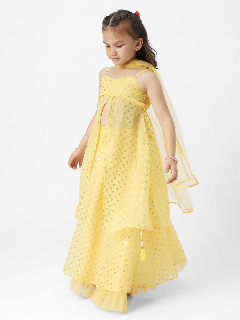 Nautinati Girls' Party Fusion Kurta Palazzo Combo - Image 2