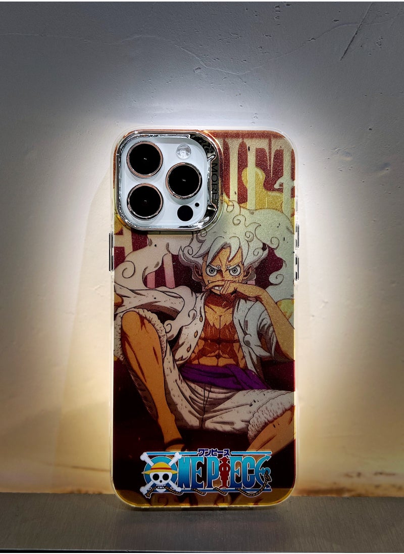Color Fans - Cover for iPhone 14 Pro Electroplated Fluorescent Laser Phone Case with One Piece Pattern - Image 1
