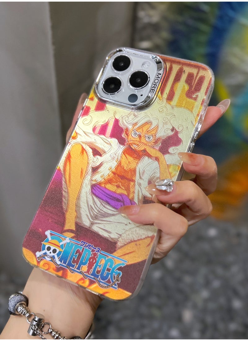 Color Fans - Cover for iPhone 14 Pro Electroplated Fluorescent Laser Phone Case with One Piece Pattern - Image 1