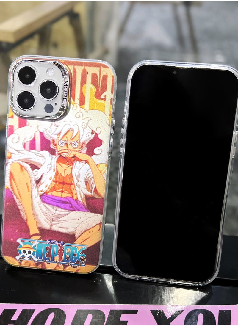 Color Fans - Cover for iPhone 14 Pro Electroplated Fluorescent Laser Phone Case with One Piece Pattern - Image 1