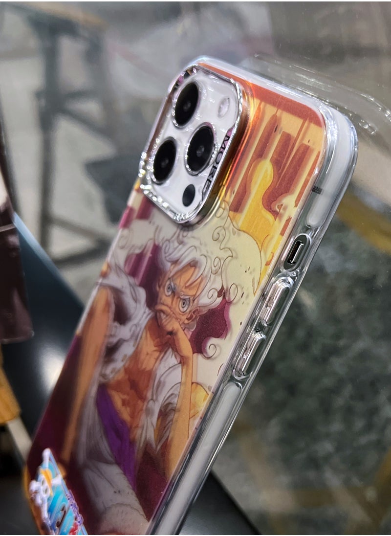 Color Fans - Cover for iPhone 14 Pro Electroplated Fluorescent Laser Phone Case with One Piece Pattern - Image 1