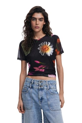 Desigual Women's Printed Tulle T-Shirt Black - Image 1