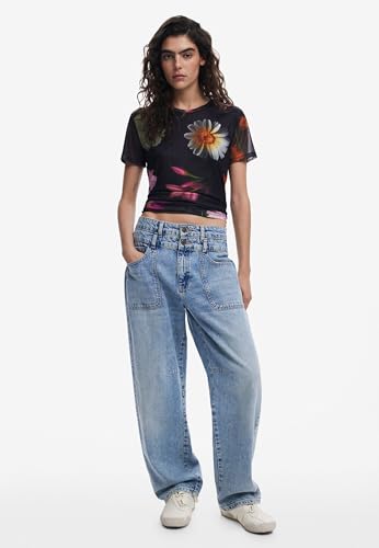 Desigual Women's Printed Tulle T-Shirt Black - Image 3