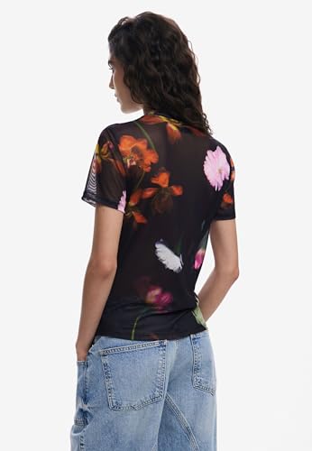 Desigual Women's Printed Tulle T-Shirt Black - Image 5