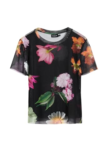 Desigual Women's Printed Tulle T-Shirt Black - Image 2