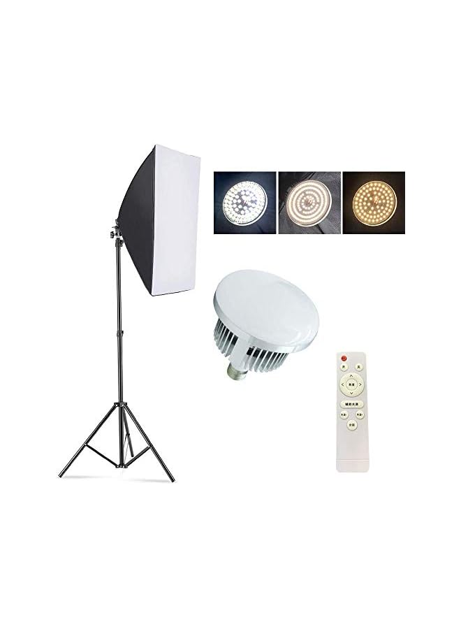 PADOM Softbox Lighting Kit Photography Studio Light with 19.7"X27.5" Reflector and 3 Colors Temperature 150W Bulb with Remote, Professional Photo Studio Equipment for Portrait Video - Image 2