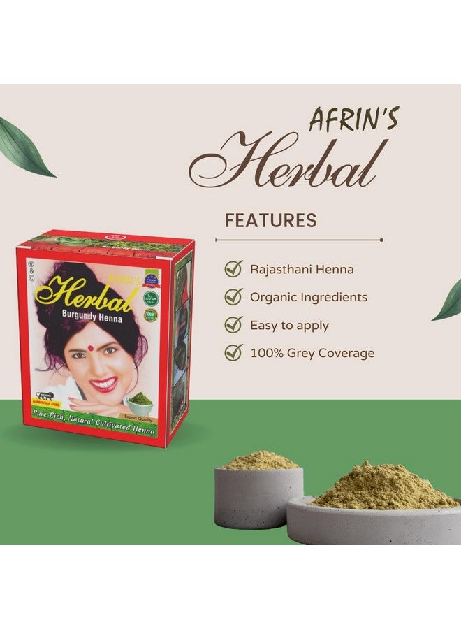RKS Natural AFRIN's Hair Colour for Women & Men | Burgundy Herbal Hair Colour | 100% Herbal Henna Powder for Hair | Ammonia-free Colour Powder - 60g - Image 2