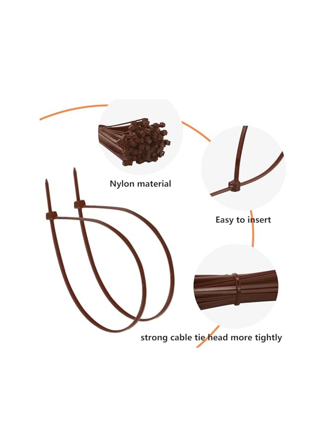Green Tiger Cable Zip Ties 7.87Inch Durability Self-locking Nylon Tie For Indoor And Outdoor Use(3 * 200 Brown*100) - Image 3