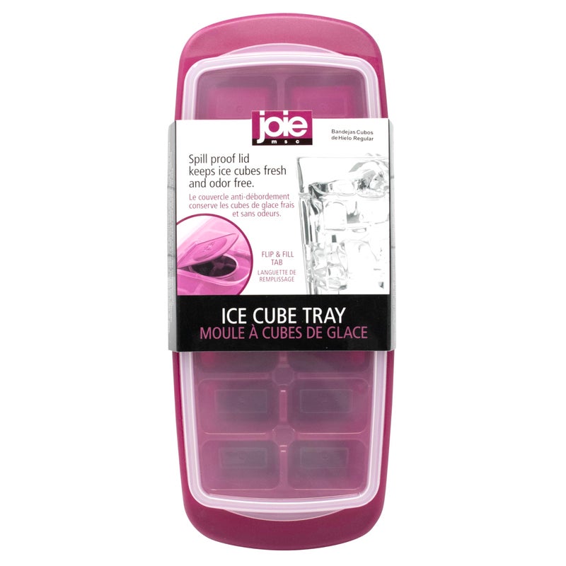 Joie Standard Ice Cube Tray Covered and Stackable NoSpill Removable Lid Pop Open Door for Easy Refills Keeps Ice Fresh Freezer Durable Dishwasher Safe Colors May Vary