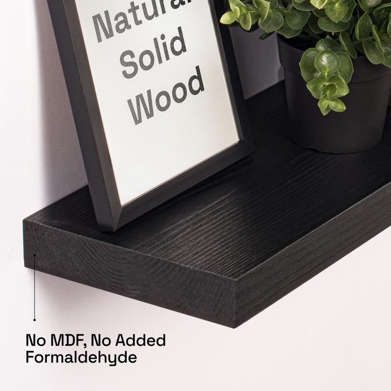 BAOBAB WORKSHOP Wood Floating Shelves for Wall 30 Inches Long, Solid Wooden Bathroom Shelf Large, Heavy Duty Wall Shelf 30 Inch Kitchen Bedroom Rustic Farmhouse, Walnut Shelves, 30W Ã— 6.7D, Set of 2 - Image 4