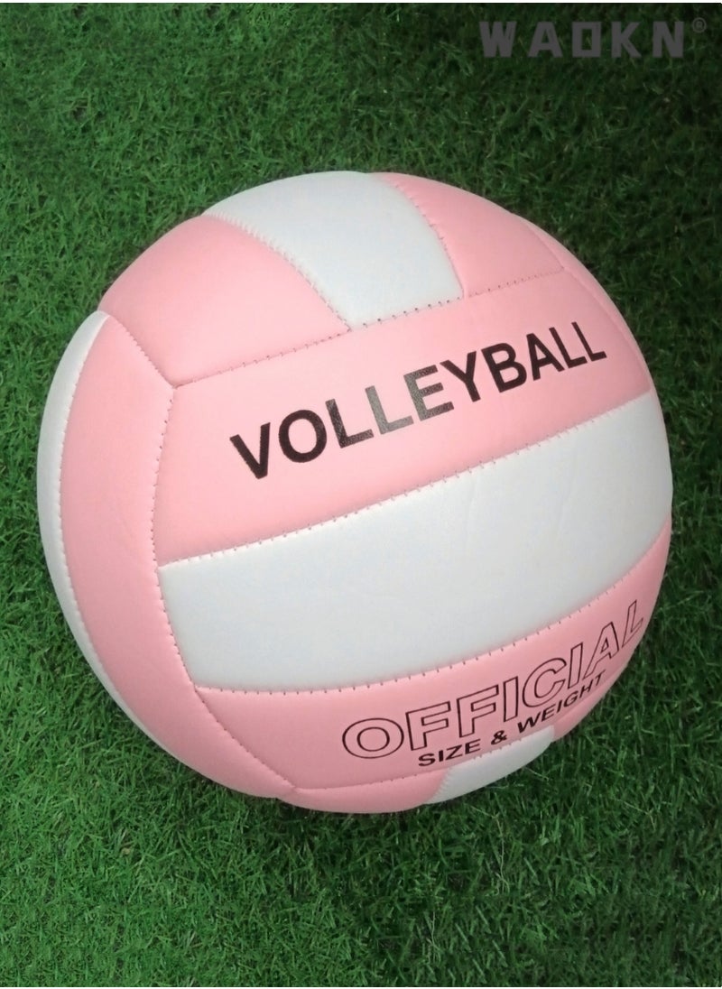 WAOKN Inflatable Soft Volleyball,Volleyball PU Leather Soft Outdoor Soft Adult Volleyball Explosion-proof Machine Sewing Standard No. 5 for Indoor, Competition,Training,Beach Volleyball（White and Pink）  - Image 5