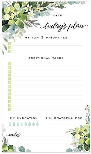 Canopy Street Boho Greenery Sticky Note Daily to-Do Planner - 50 Pages for Daily Tasks, Notes, Scheduling and Water Intake (6" x 10") - Image 1