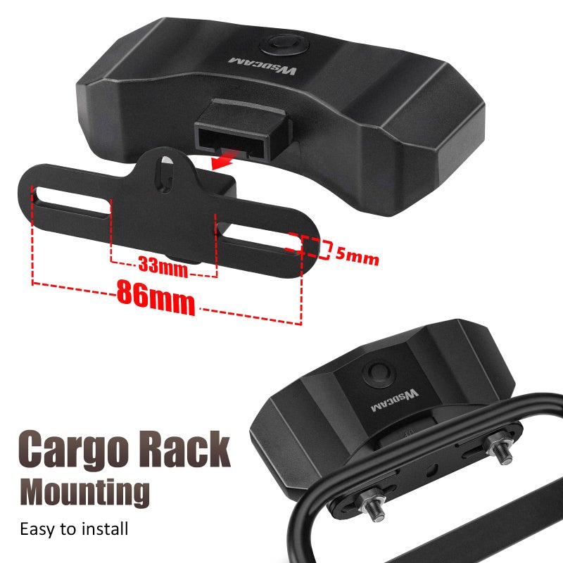 WSDCAM Smart Bike Tail Light for Cargo Rack with Turn Signals and Brake Light, Auto On/Off USB Rechargeable Wireless Remote Bike Horn Alarm Rear Bike Light Reflector Bicycle Tail Light with Rack Mount - Image 2