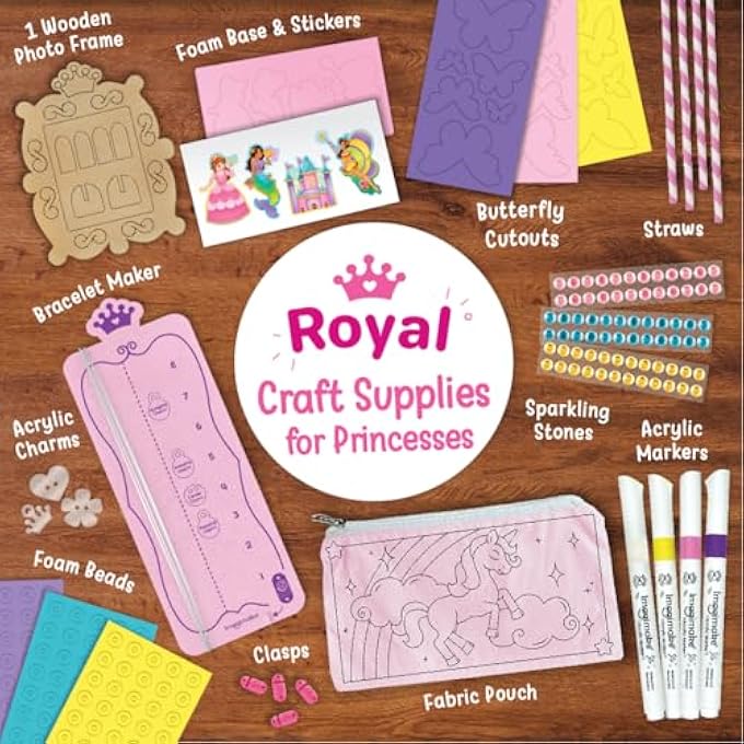 IMAGIMAKE PRINCESS CRAFT KIT FOR 5-12 YEARS | TOYS FOR GIRLS | 10 MESS-FREE ART & CRAFTS ACTIVITIES | DIY BRACELETS, UNICORN POUCH, BUTTERFLY WANDS & PHOTO FRAME | BIRTHDAY & CHRISTMAS GIFT FOR KIDS - Image 2