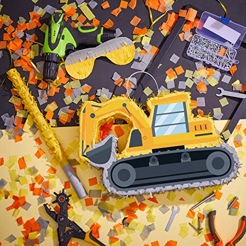 Lewtemi Digger Piatas for Birthday Party Construction Excavator Piata with Stick Blindfold Confetti for Adults Birthday Baby Shower Party Supplies - Image 5
