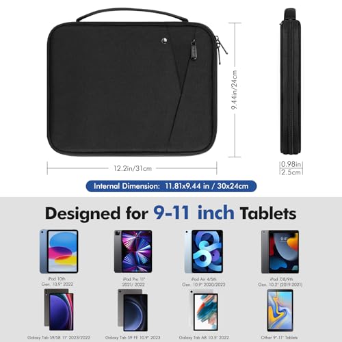 MoKo 9-11 Inch Tablet Sleeve Carrying Case with Handle, Padded Protective Travel Bag for New 11-inch iPad Air 3/Pro M5/ A16 2025, iPad 10. Gen/Air 5/4. 10.9, i-Pad 9/8. 10.2,Tab S9/S8 11, Black - Image 2