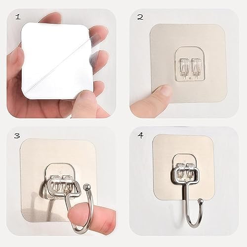 HavenFlix 15 PCS Large Adhesive Hooks for Wall Heavy Duty Waterproof Wall Hooks for Hanger Hooks Stainless Steel Towel and Coats Wall Hook to Use Inside Kitchen Bathroom Home and Office - Image 5