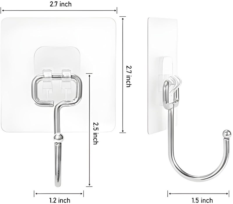 HavenFlix 15 PCS Large Adhesive Hooks for Wall Heavy Duty Waterproof Wall Hooks for Hanger Hooks Stainless Steel Towel and Coats Wall Hook to Use Inside Kitchen Bathroom Home and Office - Image 3