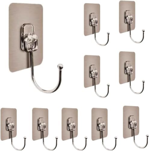 HavenFlix 15 PCS Large Adhesive Hooks for Wall Heavy Duty Waterproof Wall Hooks for Hanger Hooks Stainless Steel Towel and Coats Wall Hook to Use Inside Kitchen Bathroom Home and Office - Image 2