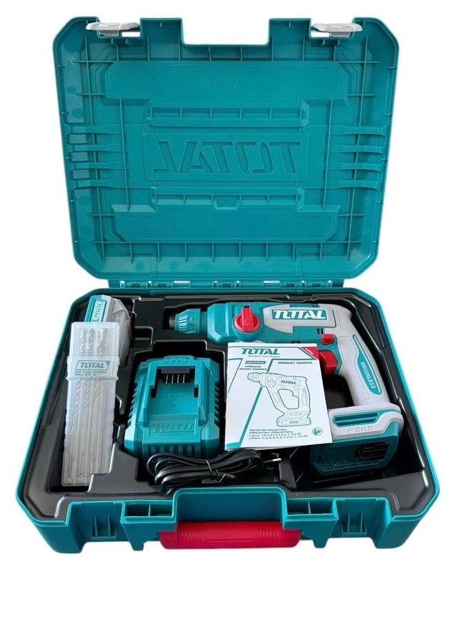 TOTAL TOTAL Cordless Rotary Hammer 20V – 3-in-1 Drilling, Hammer Drilling & Chiseling – 2.2 Joules Impact Energy, 4.5K BPM, Ergonomic Design, Includes 20V Lithium Battery & Charger – Ideal for Concrete, Masonry & Home Renovation  - Image 3